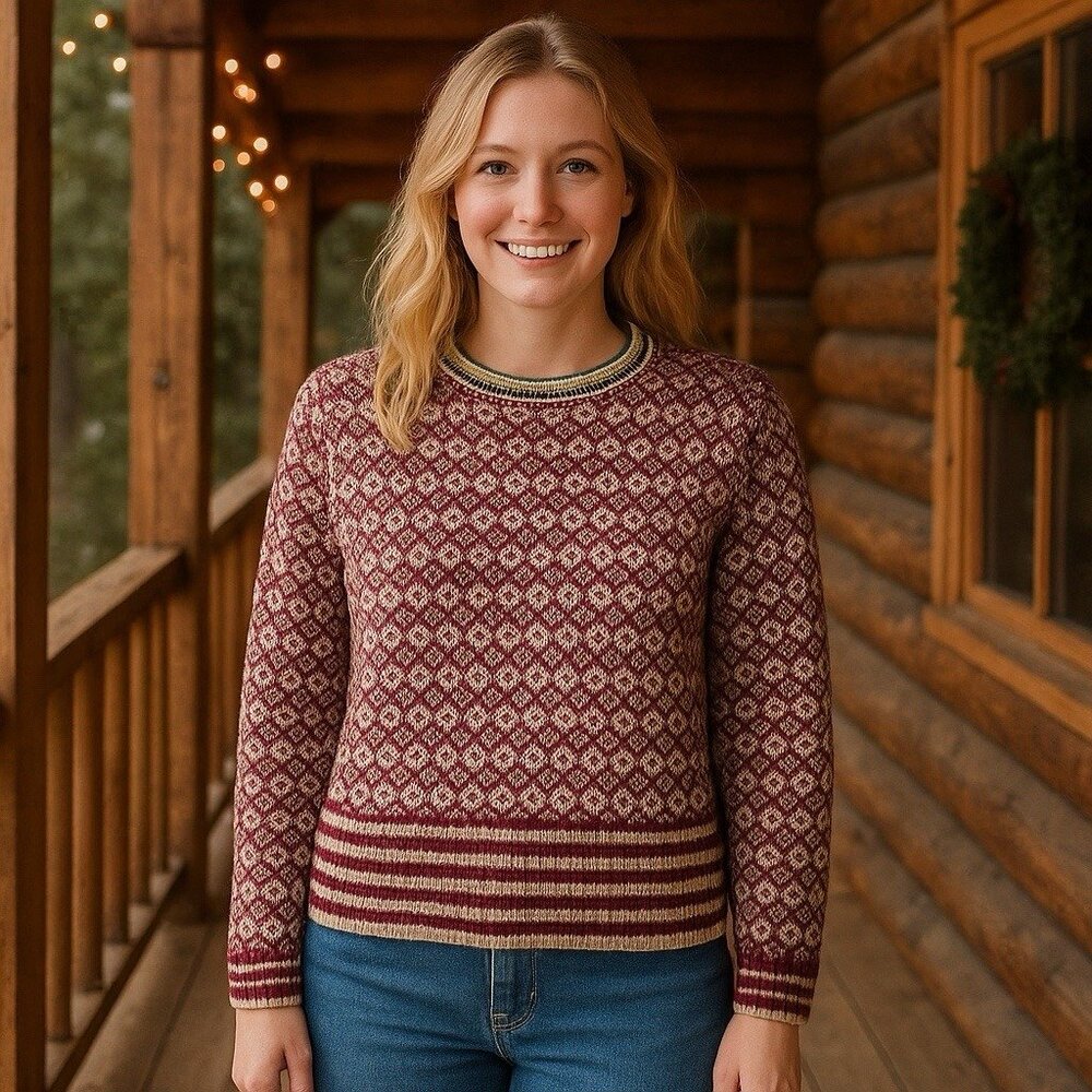 J. Crew Wool Argyle Crewneck Holiday Cabincore Cozy Nordic XS